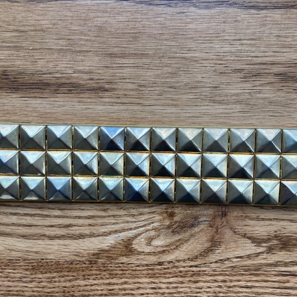 Vintage MK leather gold studded belt Y2K 80's punk riveted large Michael Kors - Picture 7 of 13